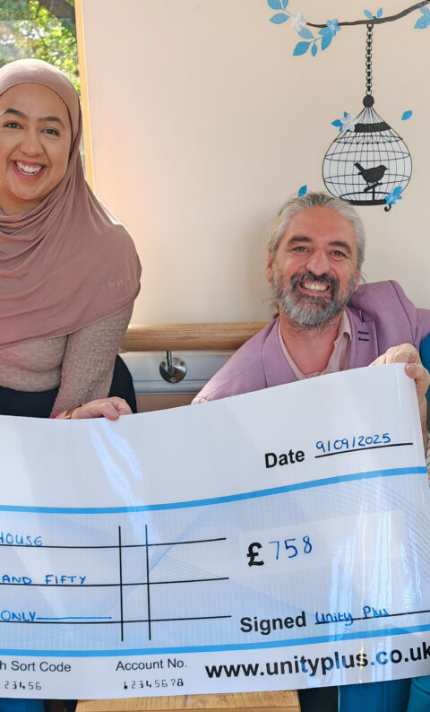 Lister House receives a cheque for the value of £758